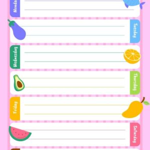 Hand-drawn Pink Weekly Menu Planner template