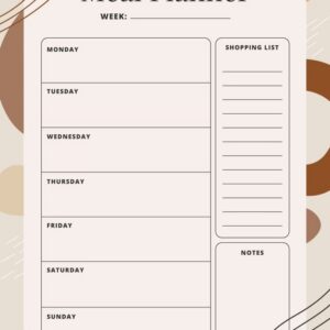 Abstract Doodle Brown Meal Planner template