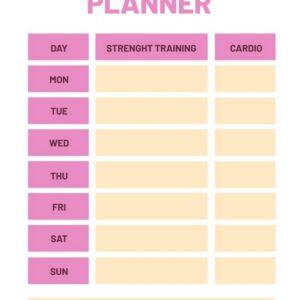 Duotone Simple Weekly Workout Table Planner template