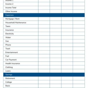 Simple Income, Expenses & Savings Budget Planner template